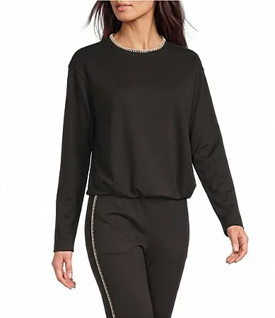 Cloud Scuba Whipstitched Long Sleeve Pleated Hem Sweatshirt by Kinesis