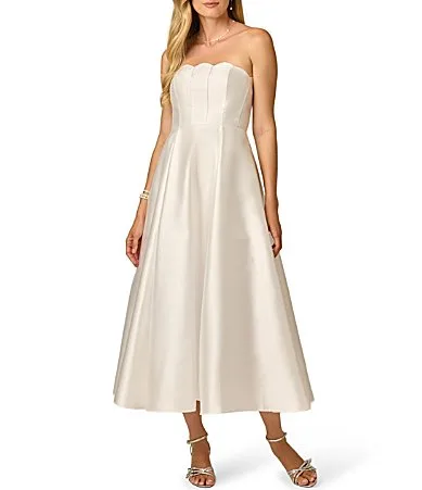Scallop Mikado Midi Dress by Adrianna Papell