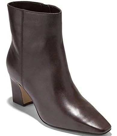 Blanche Snip Toe Block Heel Leather Booties by COLE HAAN
