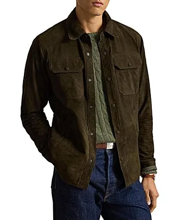Reversible Suede-Taffeta Shirt Jacket
