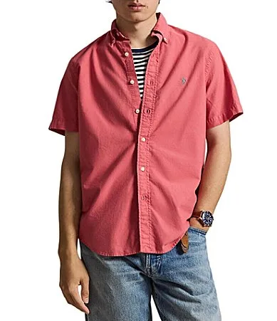 Solid Garment-Dye Oxford Short Sleeve Woven Shirt by Polo Ralph Lauren