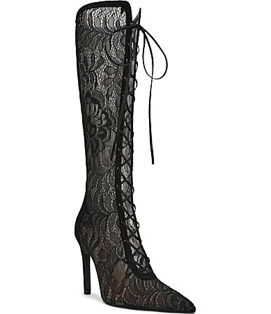 Maxine Lace Pointed Toe Stiletto Tall Boots by Steve Madden