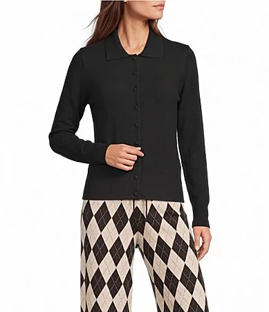 Luxury Collection Ophelia Cashmere Point Collar Button Front Cardigan by Antonio Melani