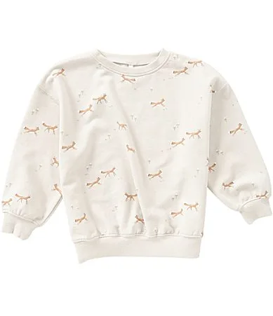 Long Sleeve Fox Print Pullover Sweatshirt by Rylee  Cru