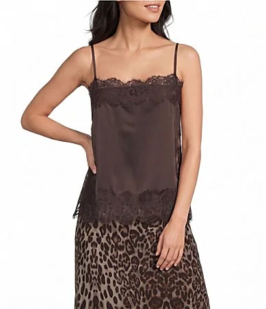 Satin Lace Trim Cami by Blu Pepper