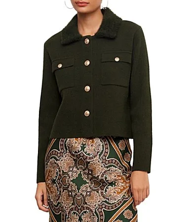 Collared Knit Jacket by Karen Kane