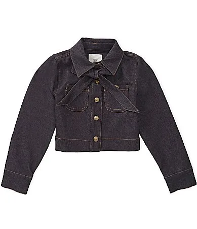 Novelty Denim Tie Neck Top by A Loves a