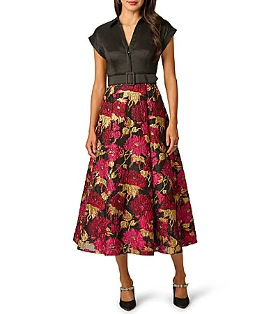 Jacquard Shirt Midi Dress by Adrianna Papell