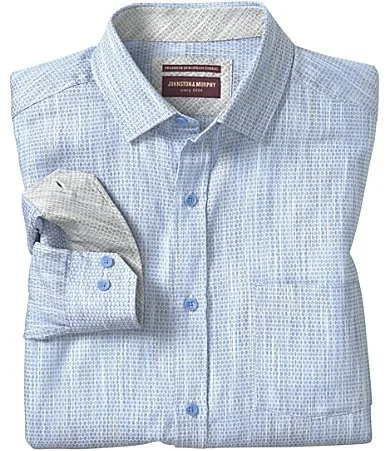 Collin Jacquard Long Sleeve Woven Shirt by Johnston & Murphy