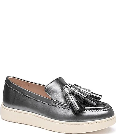 Camryn Sheepskin Metallic Leather Tassel Loafers by Johnston & Murphy