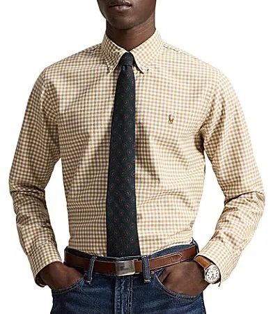 Classic Fit Gingham Oxford Long Sleeve Woven Shirt by Polo Ralph Lauren
