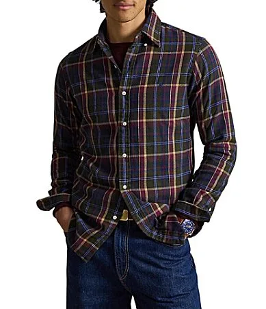 Classic Fit Plaid Brushed Flannel Shirt