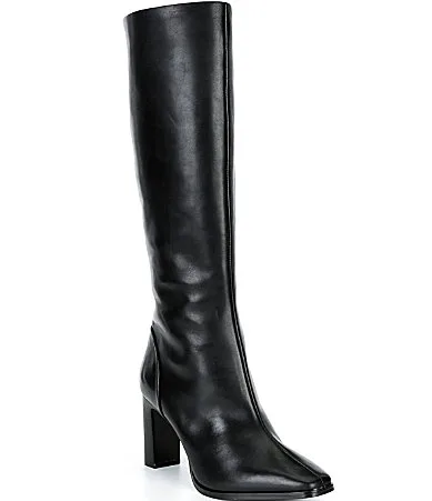 Iverson Leather Slim Block Heel Tall Boots by Gianni Bini