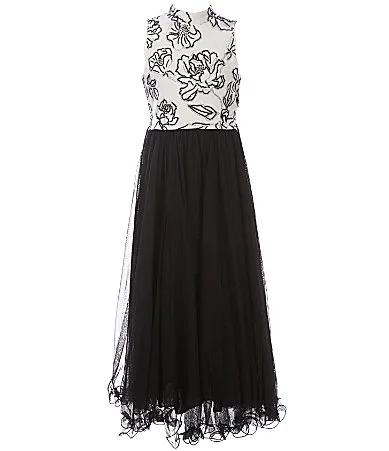 Mock Neck Sleeveless Floral Maxi Dress by Xtraordinary
