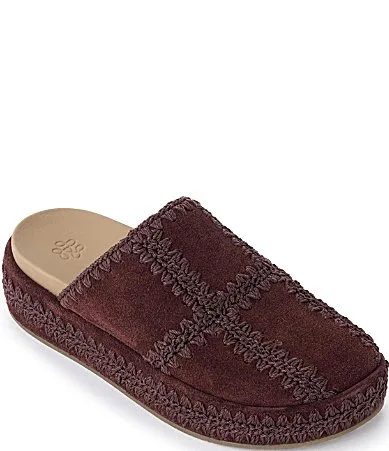 Bryn Suede Patch Platform Clogs by The Sak