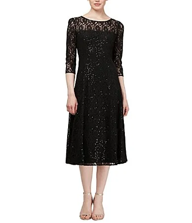 Sequin Lace Midi Dress by Ignite Evenings