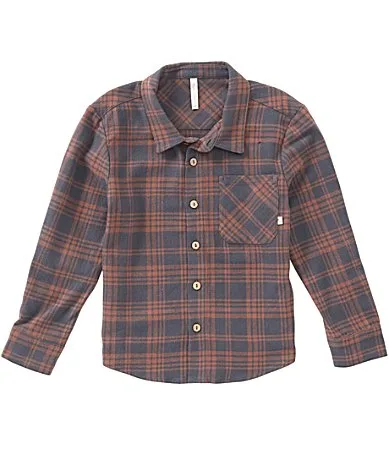 Long Sleeve Button Front Plaid Sport Shirt by Rylee  Cru