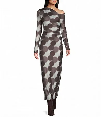 Lyra Abstract Polka Dot Maxi Dress by Nia