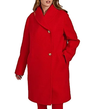 Wool Blend Fuzzy Texture Stand Collar Wrap Coat by Bernardo