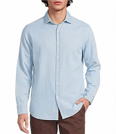Weekend Edit Slim Fit Denim Long Sleeve Woven Shirt by Murano