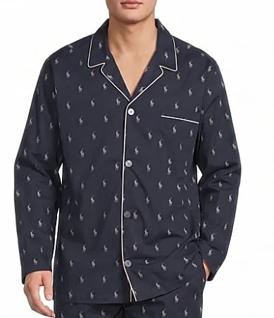 Long Sleeve Printed Woven Sleepwear Top by Polo Ralph Lauren