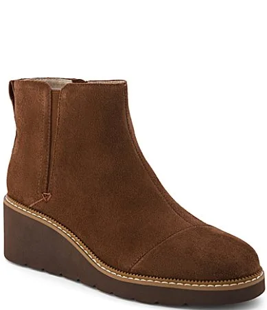 Mina Suede Wedge Ankle Booties by TOMS