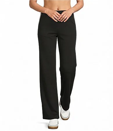 Suba Whipstitch Embroidered Wide Leg Elastic Waist Coordinating Pants by Kinesis