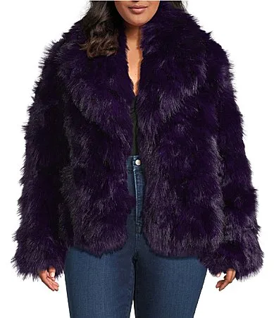 Nago Purple Faux Fur Shawl Collared Oversize Coat by Azalea Wang