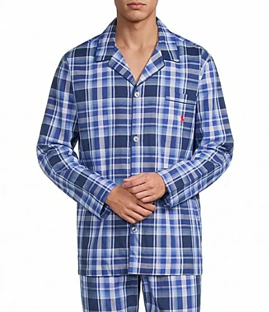 Long Sleeve Yarn Dyed Woven Sleepwear Top by Polo Ralph Lauren