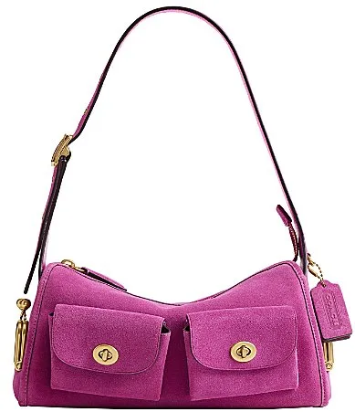 Haversack 27 Suede Turnlock Kisslock Pocket Shoulder Bag by Coach