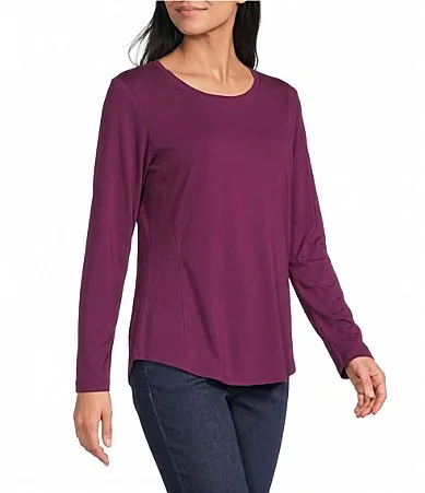 Long Sleeve Crew Neck Knit Top by Allison Daley