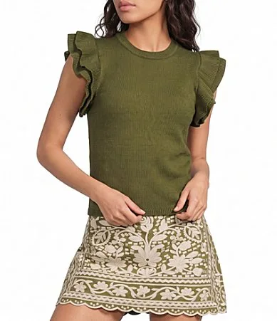 Annie Scoop Neck Ruffle Sleeve Sweater by Jmarie