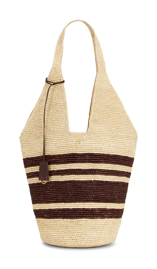 Leah Stripes Hobo Raphia Bag by ANINE BING