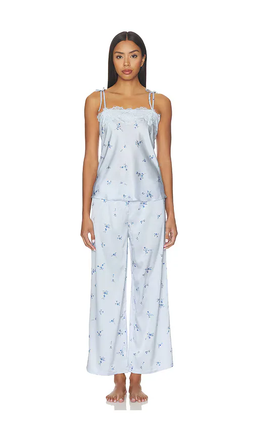 Celeste Printed Stretch Charm Cami and Pant Set with Lace by Flora Nikrooz