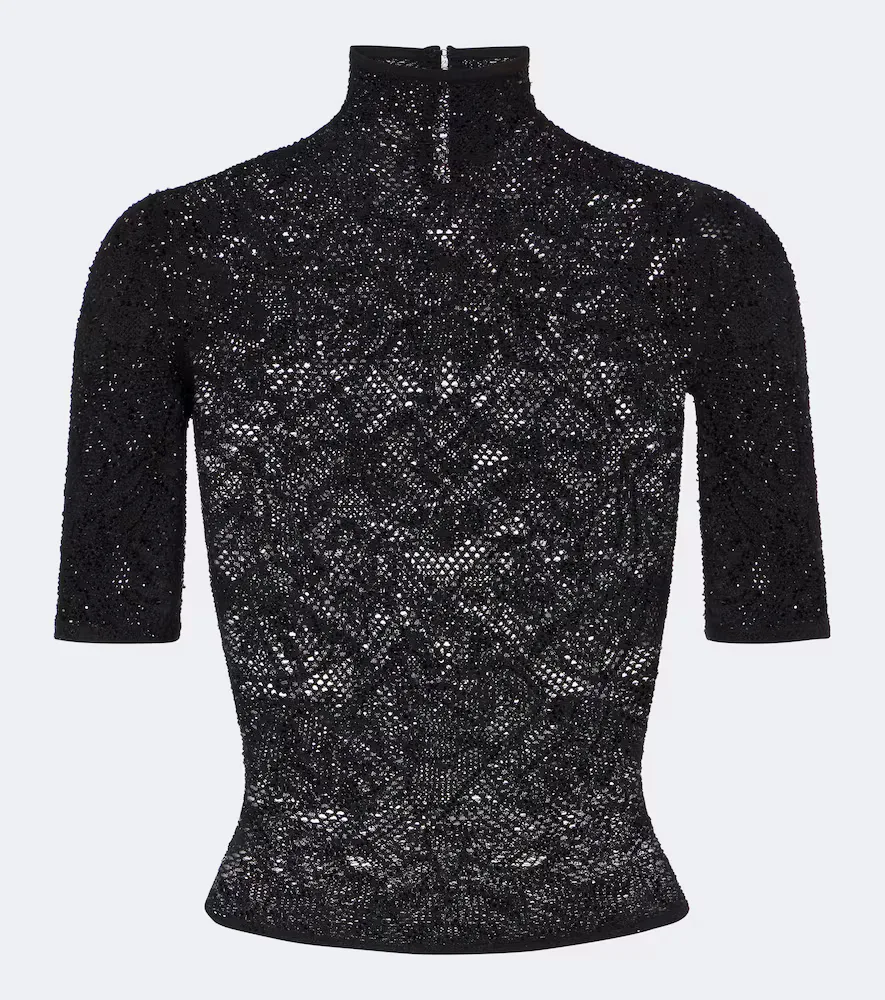 Embellished Silk-Blend Lace Crop Top by Gucci