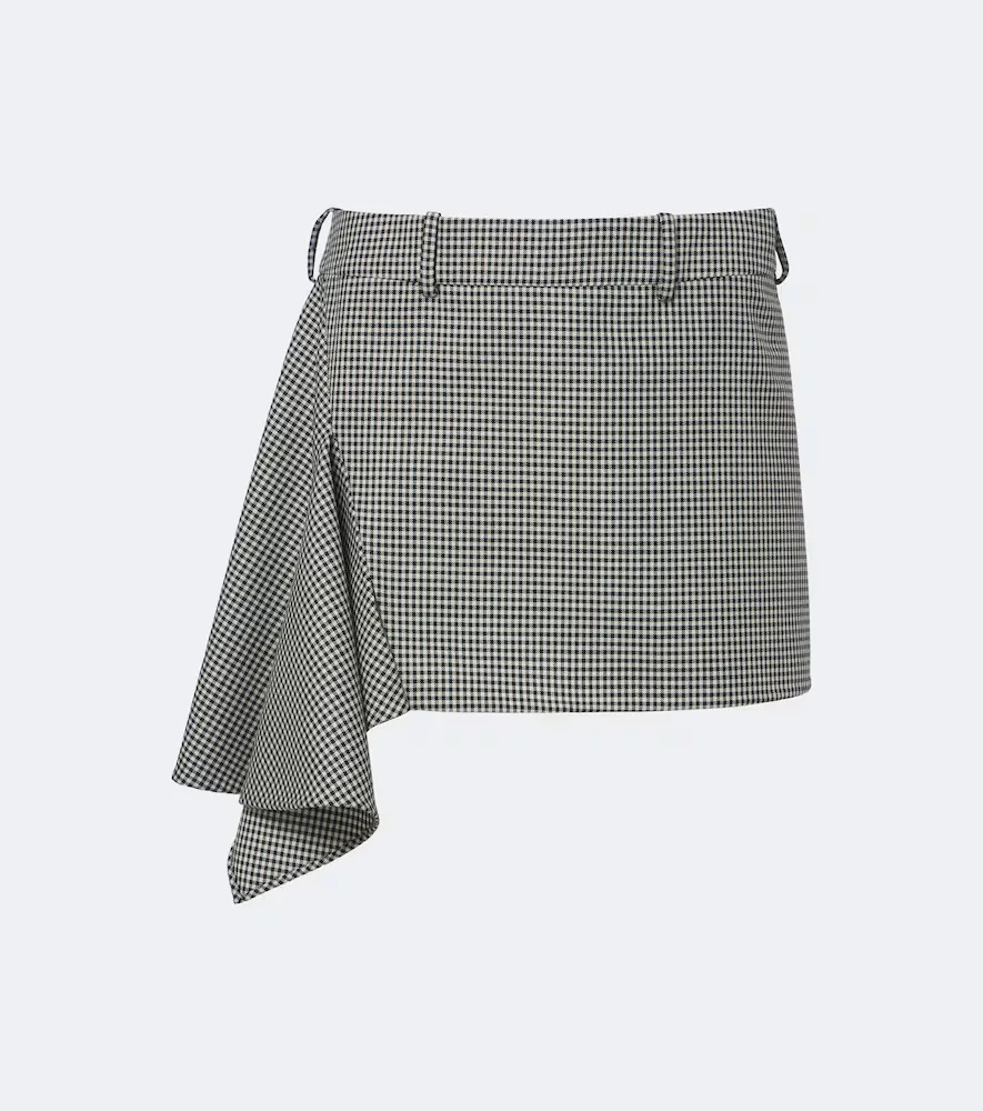 Checked Draped Wool and Mohair Miniskirt by GIVENCHY