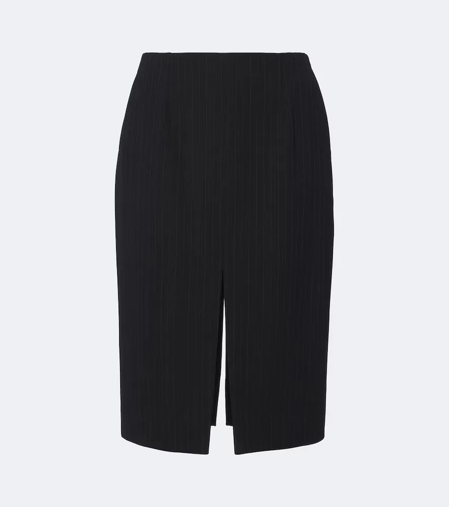 Chalk Stripe Wool-Blend Pencil Skirt by Saint Laurent