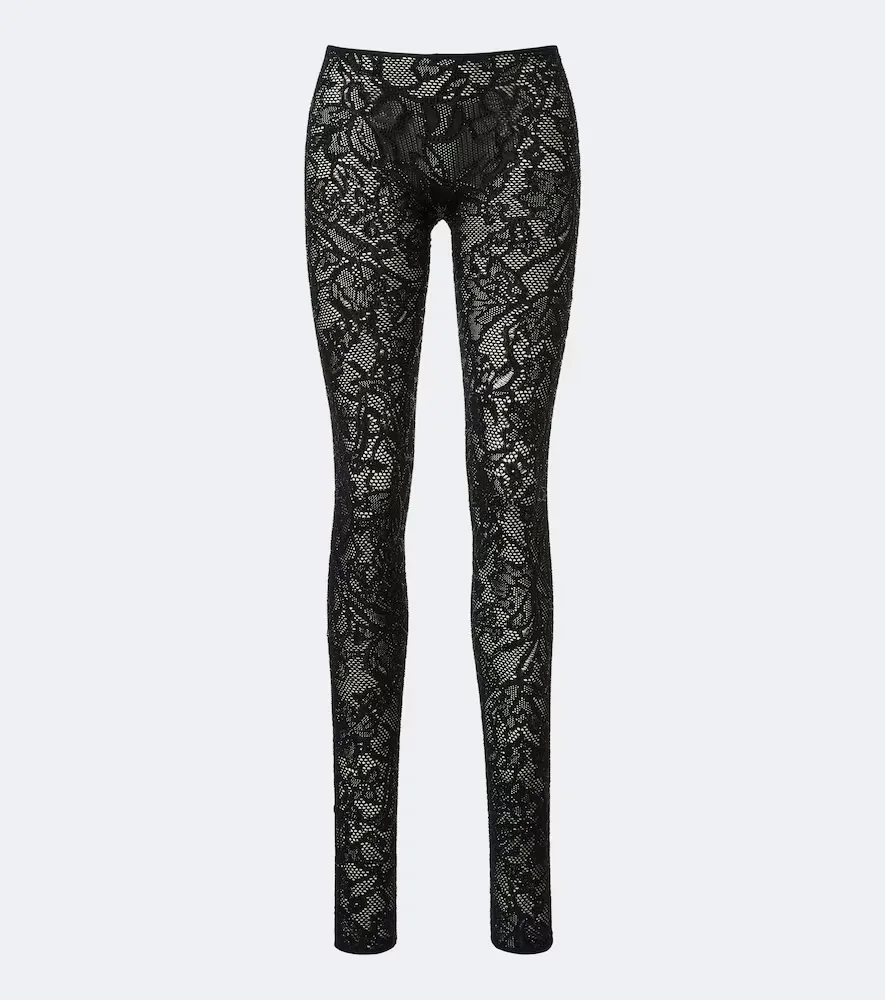 Embellished Silk-Blend Lace Leggings by Gucci