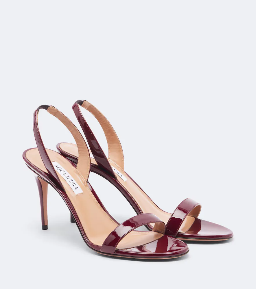 So Nude Patent Leather Slingback Sandals by Aquazzura