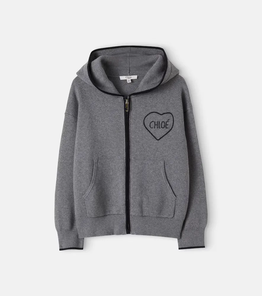Logo Cotton and Wool Zip-Up Hoodie by Chloé