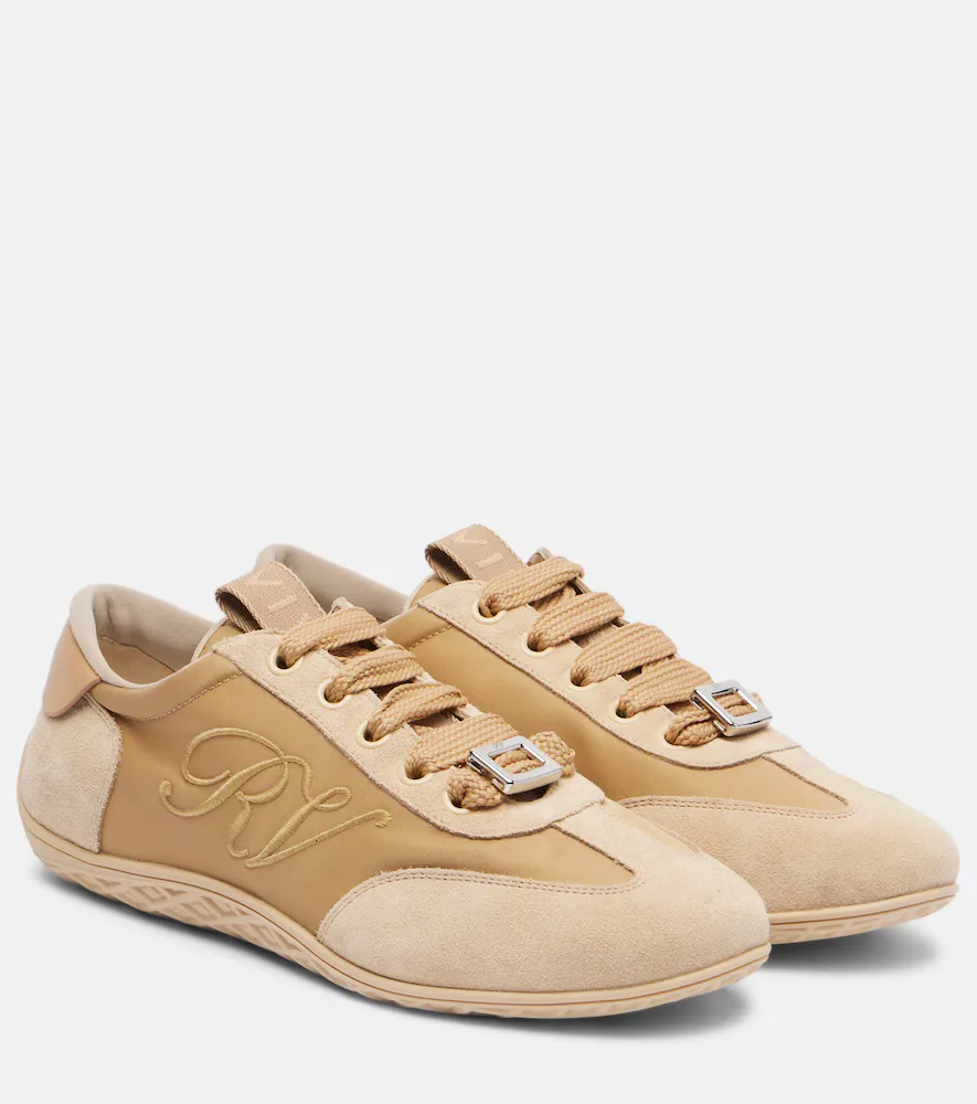 Viv Low Leather-Trimmed Satin Sneakers by Roger Vivier