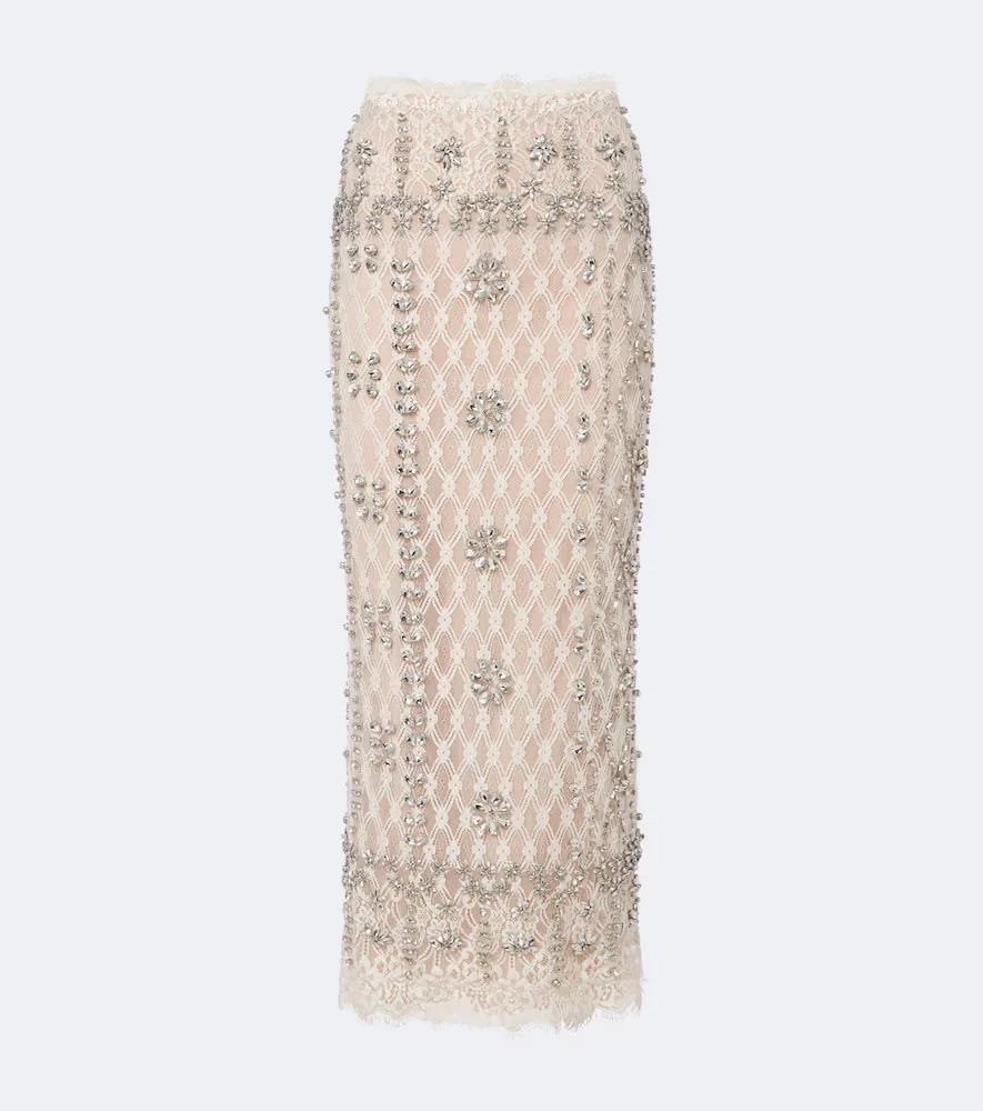 Dena Embellished Lace Pencil Skirt by Costarellos