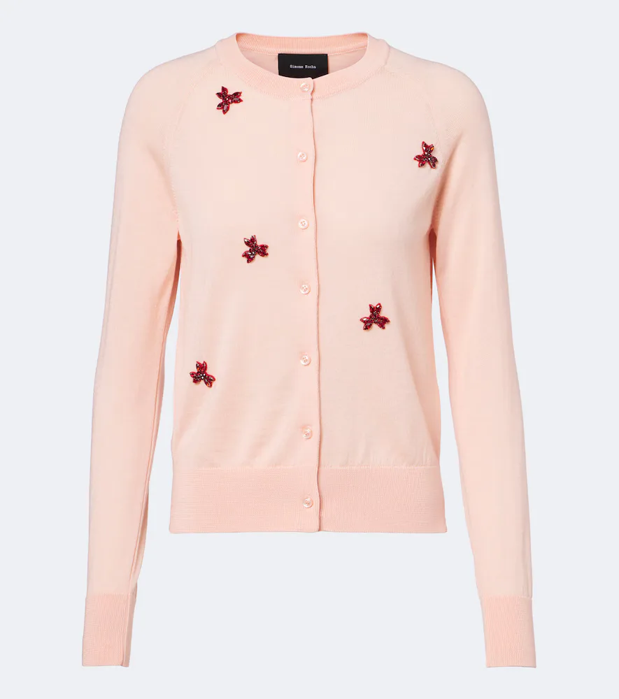 Crystal-Embellished Wool and Silk Cardigan by Simone Rocha
