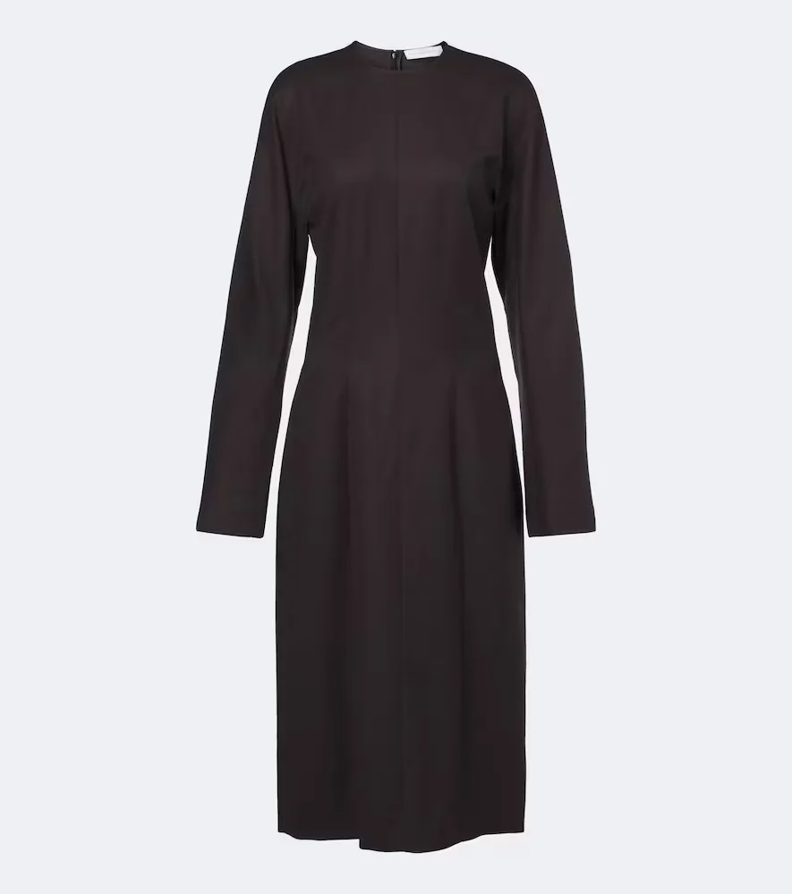 Pleated Wool Flannel Midi Dress by Stella McCartney