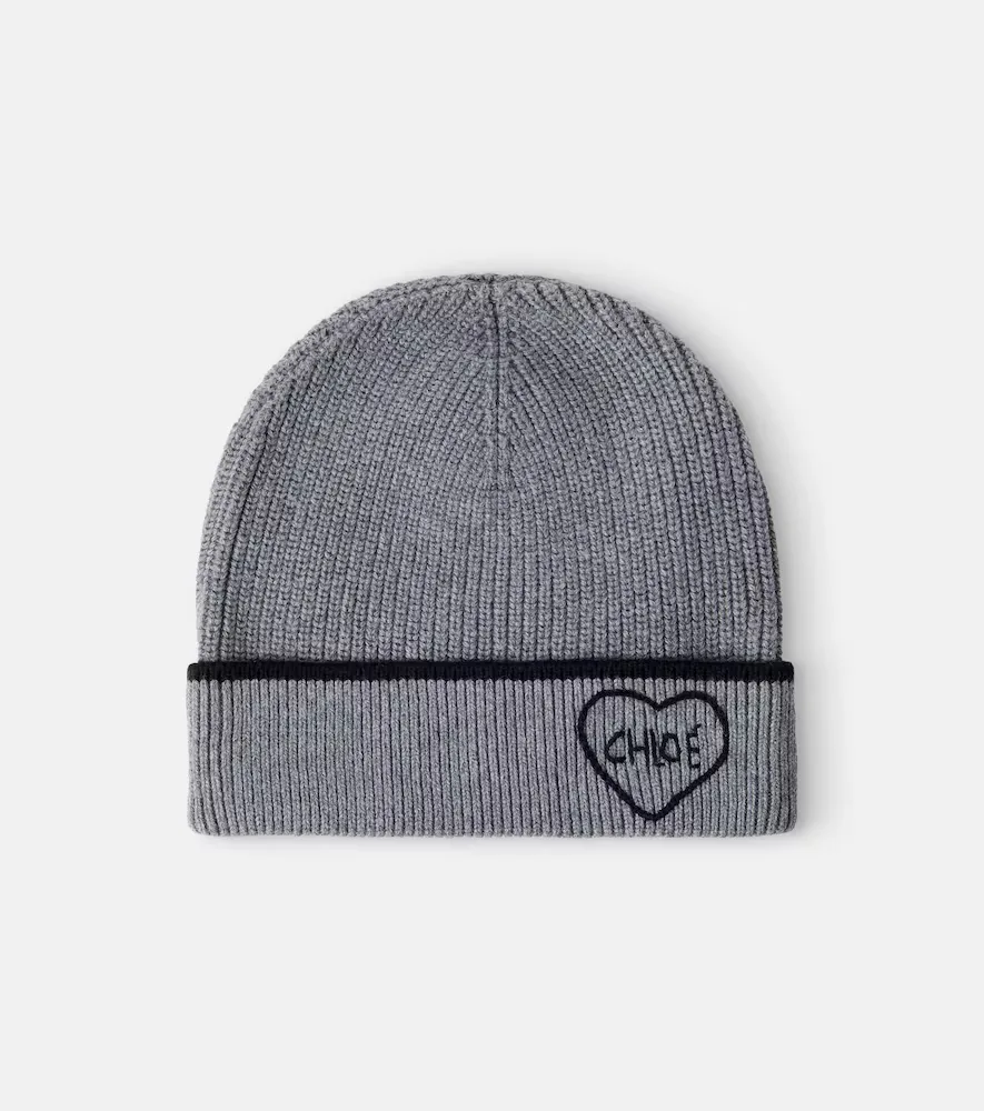 Logo Cotton and Wool Beanie by Chloé