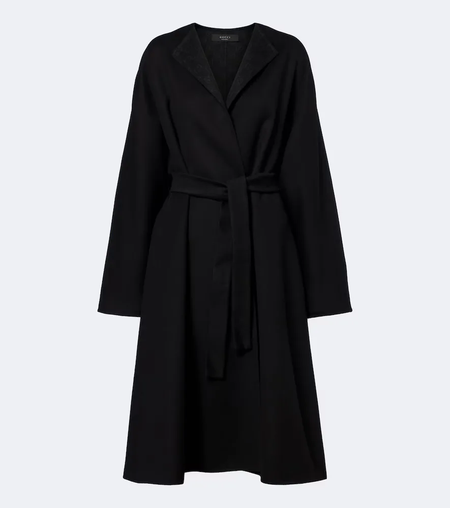 GG Belted Wool and Silk Wrap Coat by Gucci