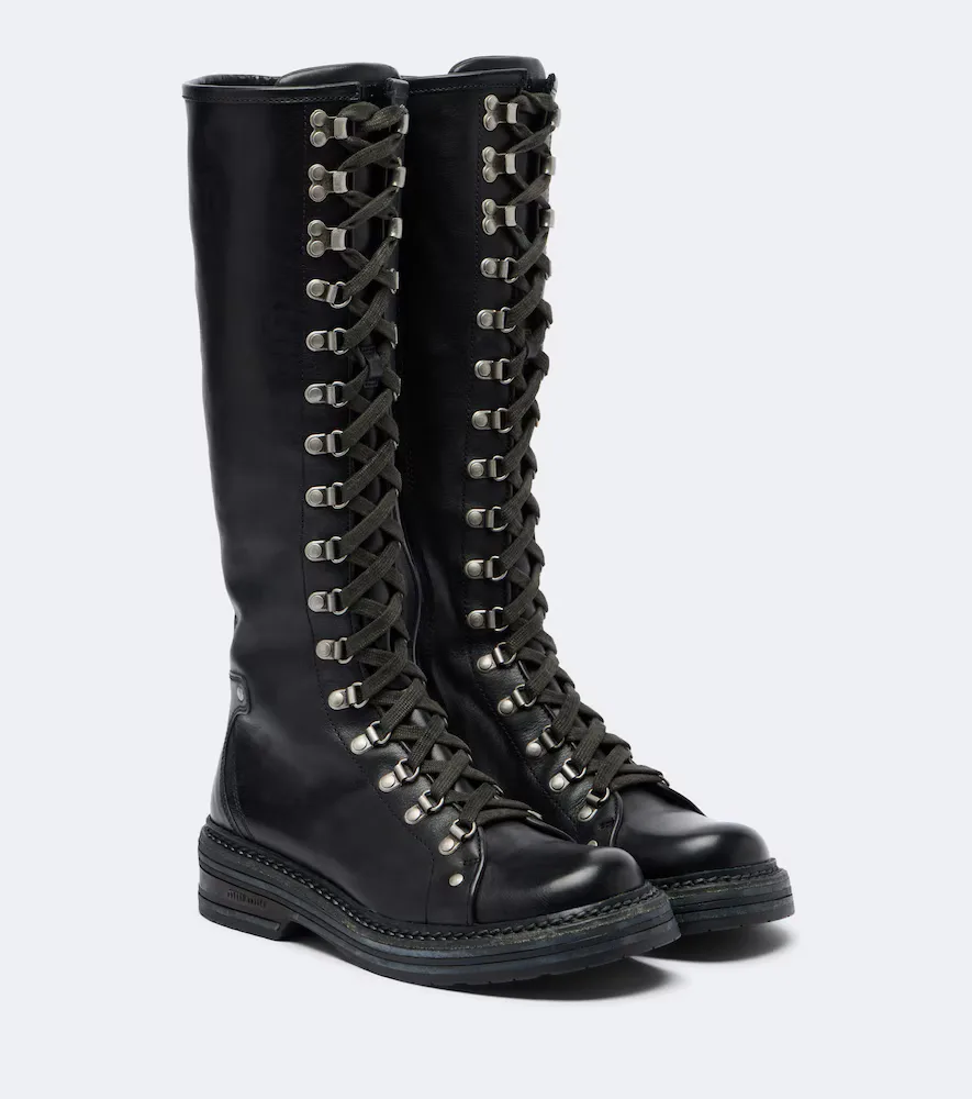 Leather Lace-Up Boots by Miu Miu
