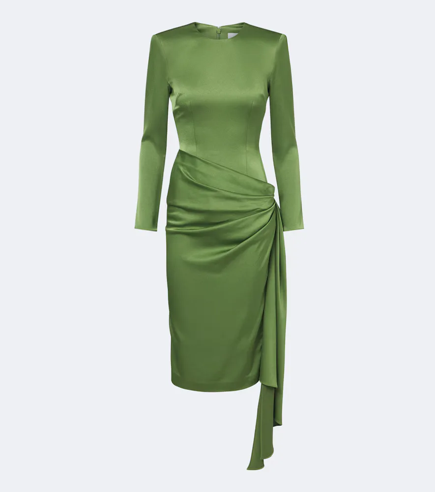 Draped Crêpe Satin Midi Dress by Alex Perry
