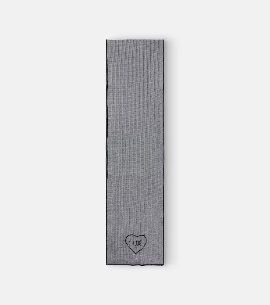 Logo Cotton and Wool Scarf by Chloé