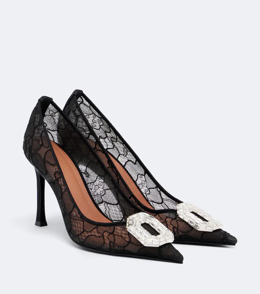 Camelia Embellished Lace Pumps by Amina Muaddi